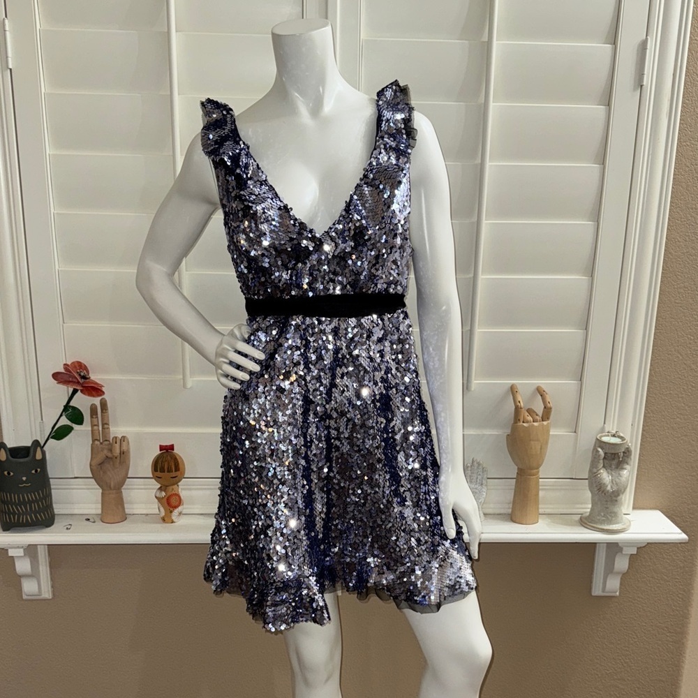 Free People Sequin Siren Ruffled Mini Dress - Picture 1 of 14